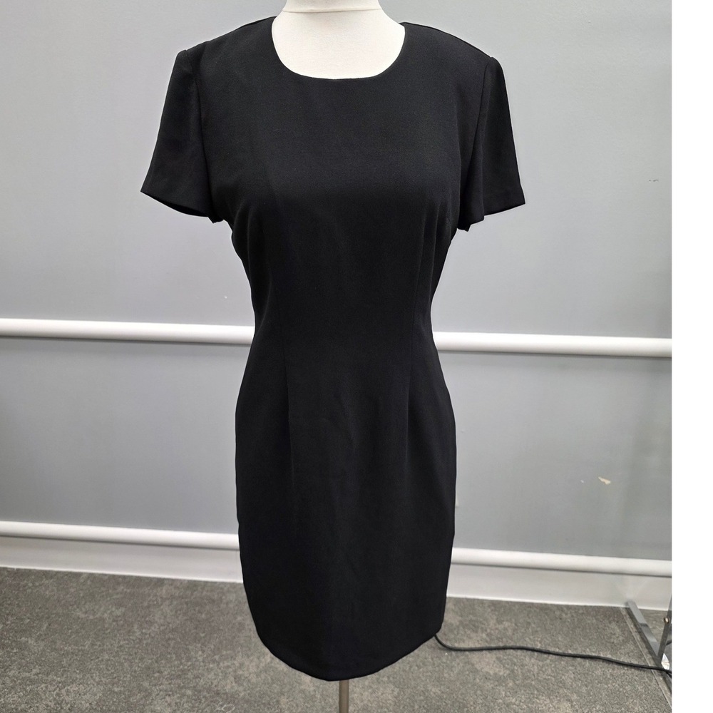 Sport Collection Black Sheath Dress Short Sleeve Round Neck Vintage Size 10